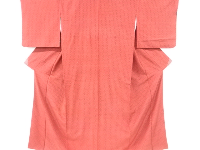 アンティーク　亀甲模様織り出し手織り紬着物